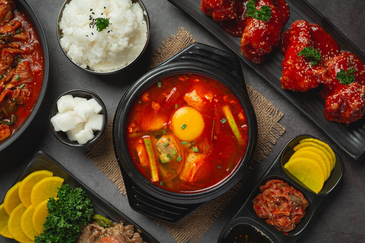 Tseung Kwan O Korean restaurant tofu and yolk boiled in spicy soup